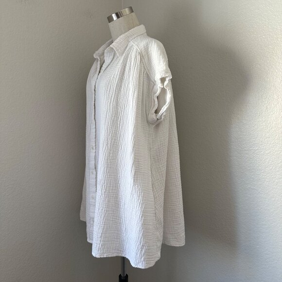 Aritzia Little Moon Gauzed Cotton Mini Dress Short Sleeve Minimalist White M - Picture 5 of 13
